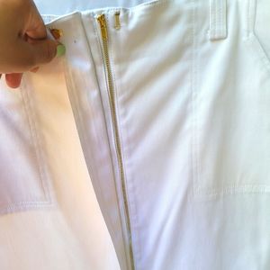New York &Co, white skirt with gold zipper detail. Size 10